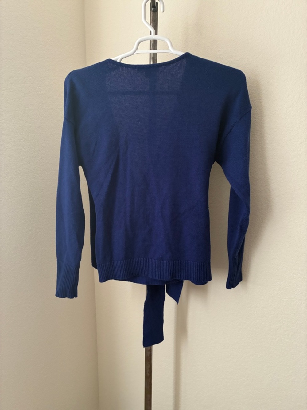 INC sz L Faux Wrap Purple Blue Long Sleeve V Neck Sweater Balletcore Soft Girl - Picture 3 of 4